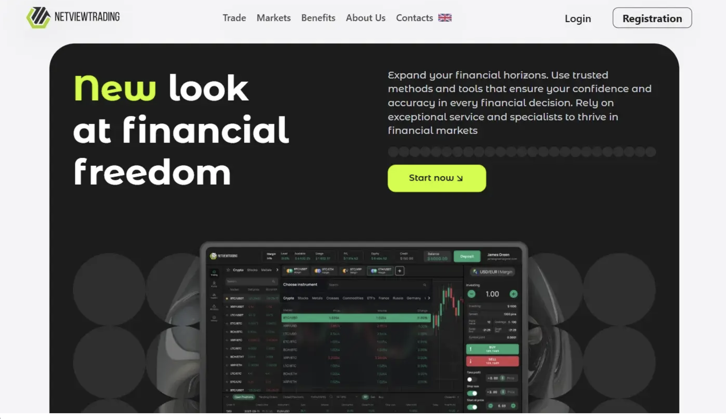 netviewtrading Screenshot of the fraudulent trading platform Netview Trading, showcasing its misleading marketing.