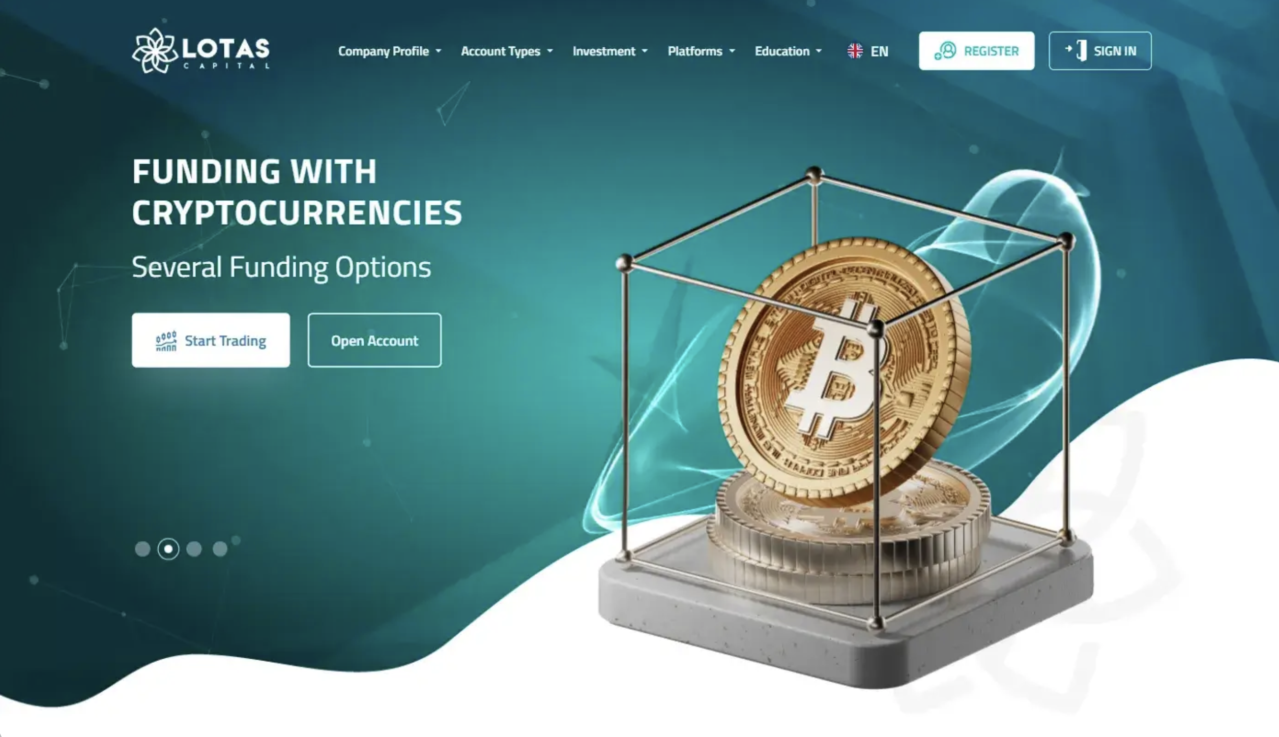 Screenshot of the fraudulent trading platform Lotas Capital, showcasing its misleading marketing. 