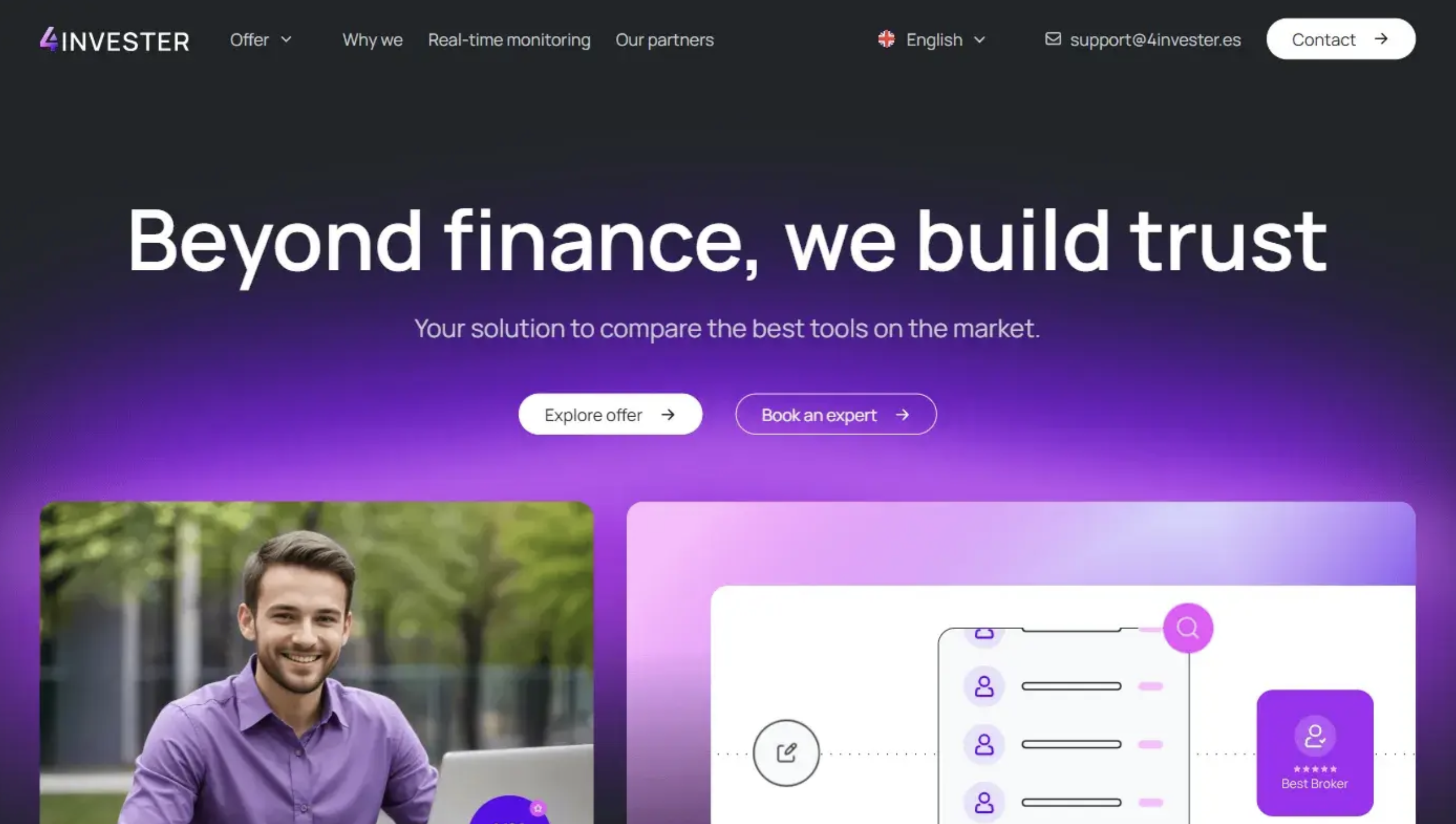 4Invester Screenshot of the fraudulent trading platform 4Invester, showcasing its misleading marketing.