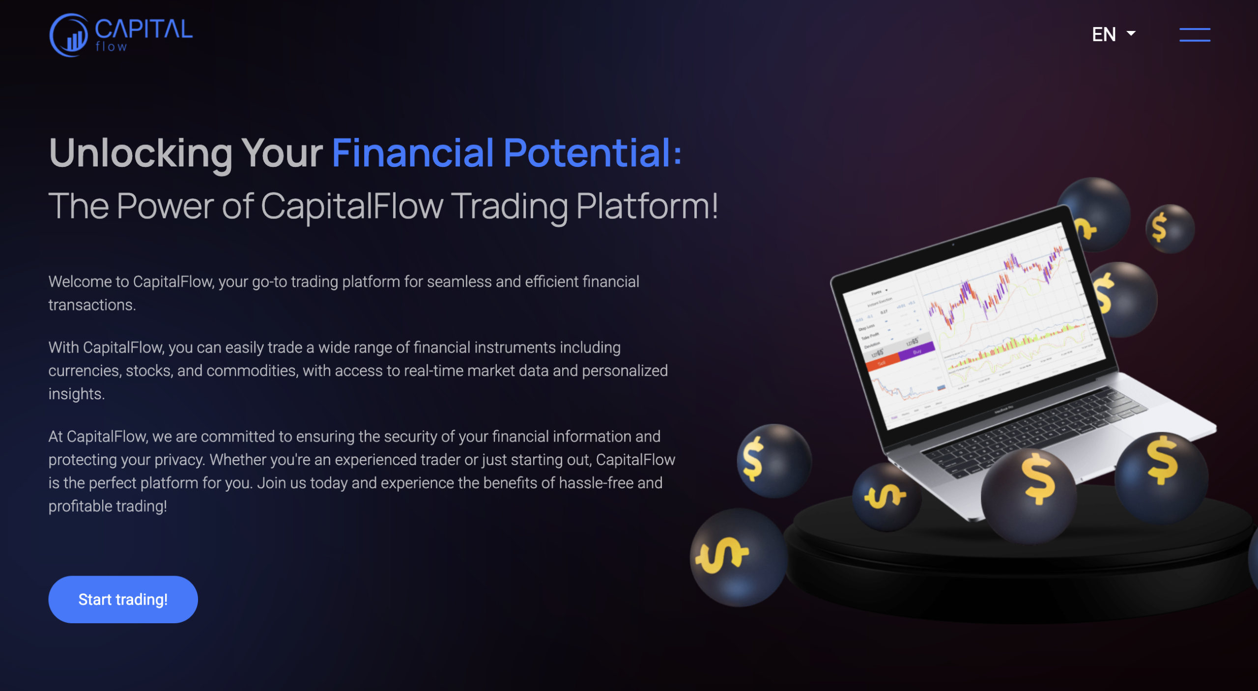 Warning signs and risks associated with Capital-Flow.space, an unreliable online trading platform.