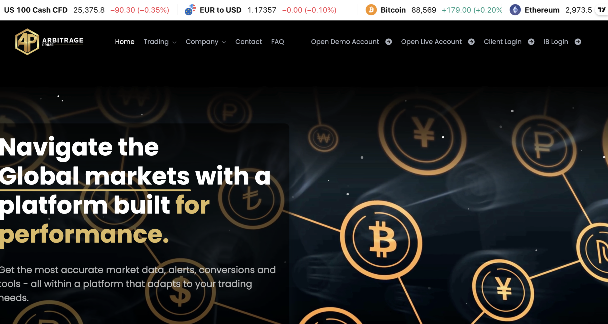 Arbitrage Prime logo featuring a caution symbol, emphasizing the importance of caution and awareness when using this trading platform.