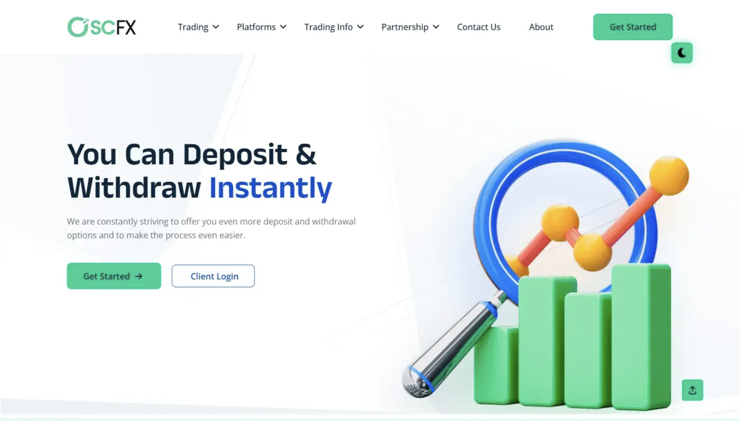 Screenshot of oscfx.com homepage showing a trading platform interface with charts and financial data, highlighting concerns about its trustworthiness.