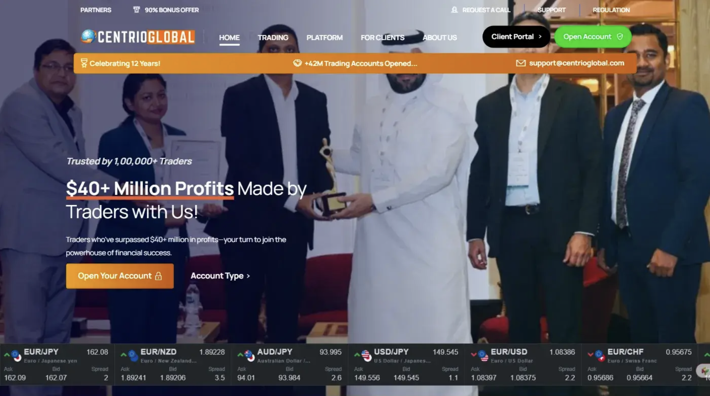 Warning sign about Centrioglobal.com, highlighting its risks and scams in online investment.