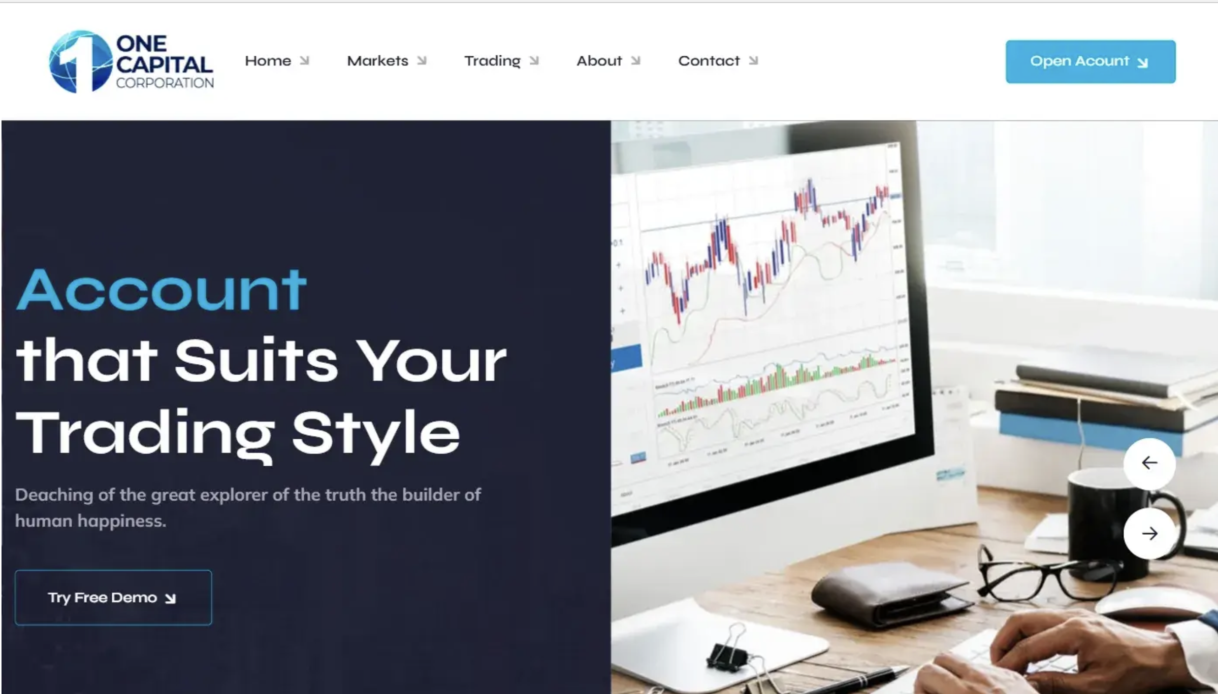 An illustration showing a concerned person staring at a computer screen displaying a fraudulent investment platform, symbolizing scams like OneCapitalCorporation.com.