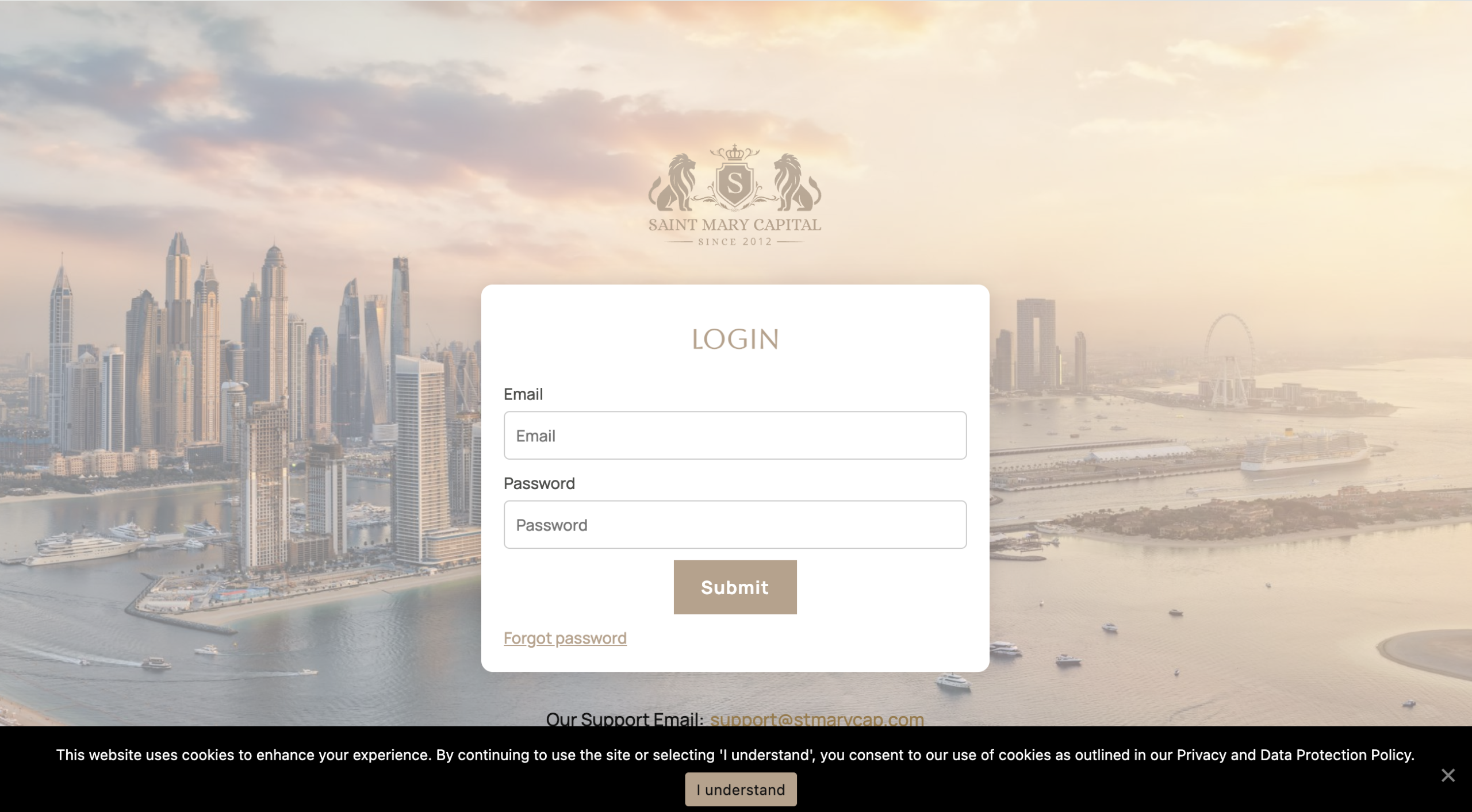 Screenshot of SaintMaryCPTL.com homepage showing investment plans and user account dashboard.