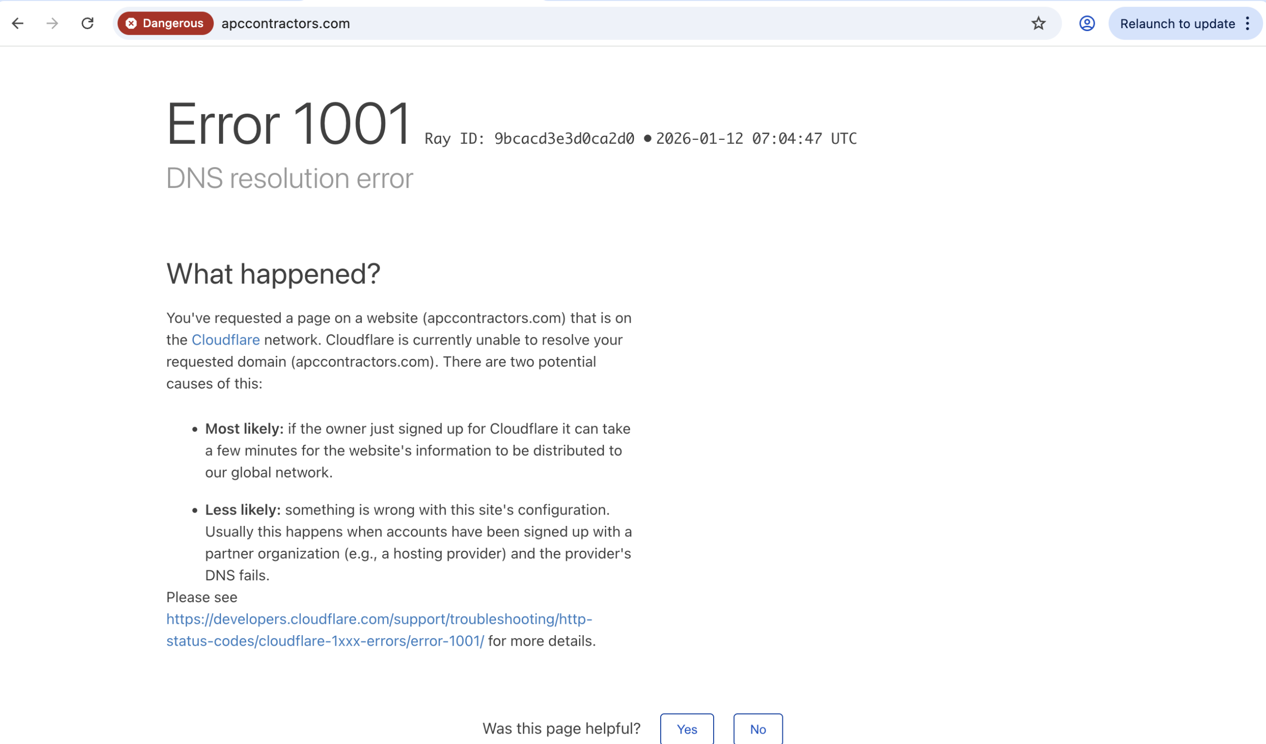 Screenshot of APCContractors.com homepage showing service offerings and user navigation menu