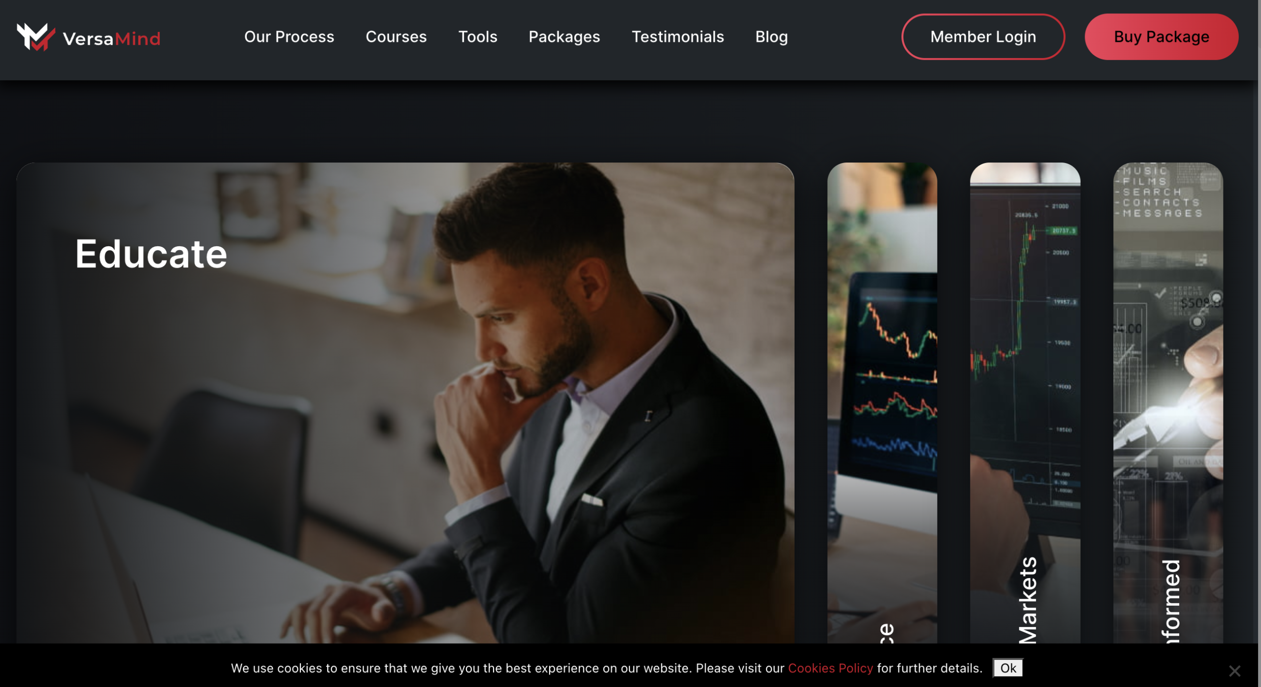 A trader analyzing market data on a laptop, symbolizing the investigation into the Versamind trading platform