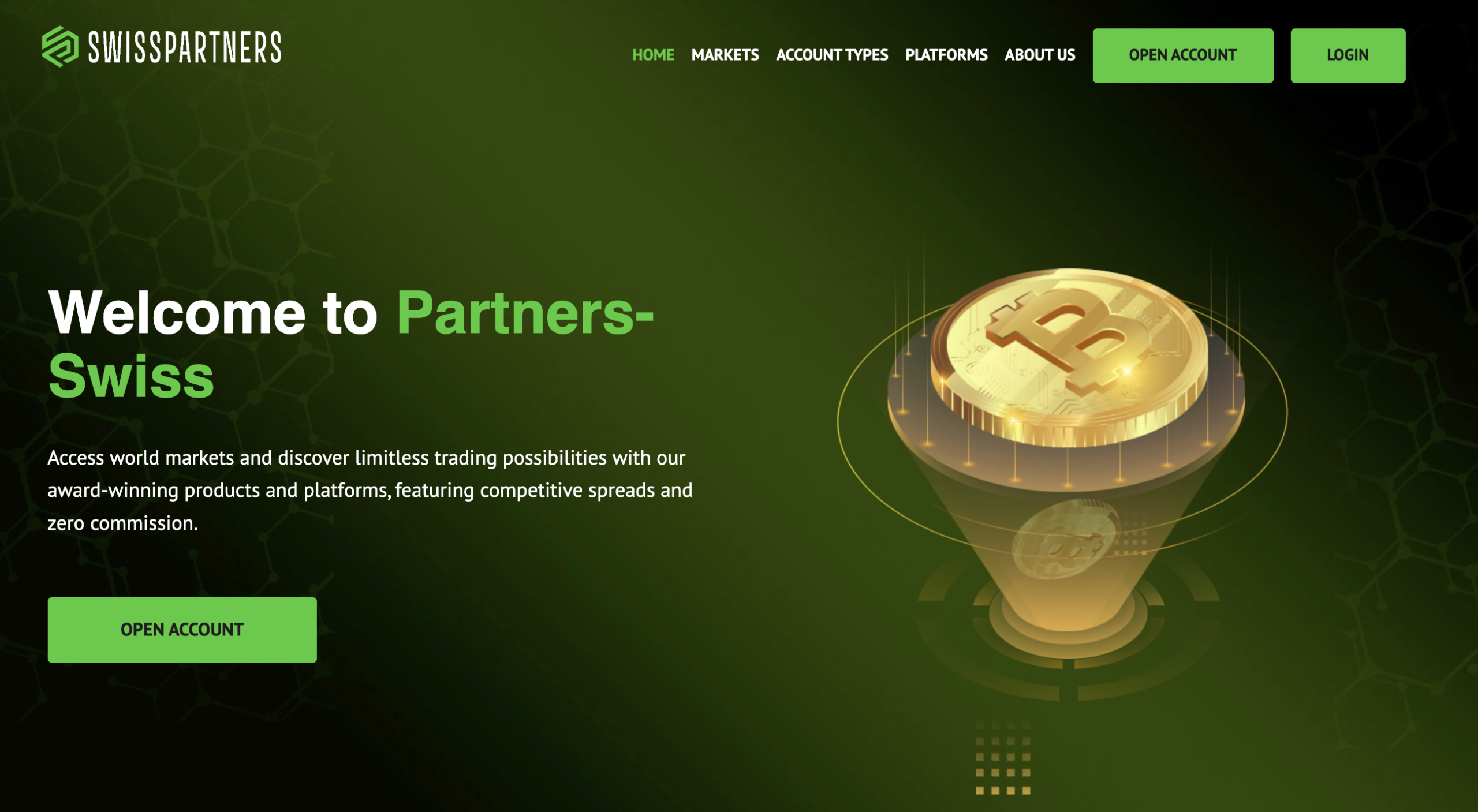 Warning sign with caution message about Partners-Swiss.com platform