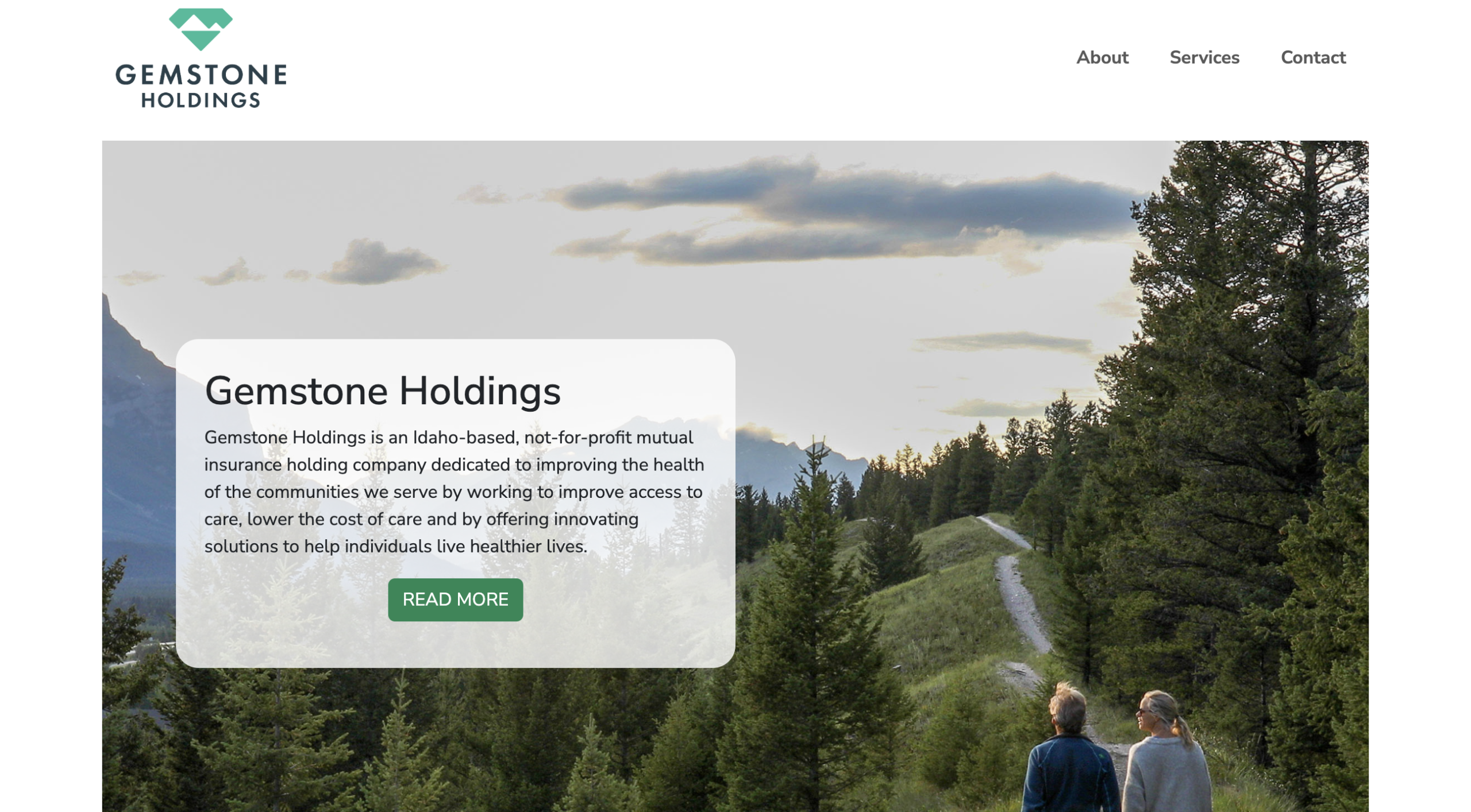 Screenshot of GemstoneHoldings.com homepage showing investment offers and navigation menu on a clean, modern website layout.