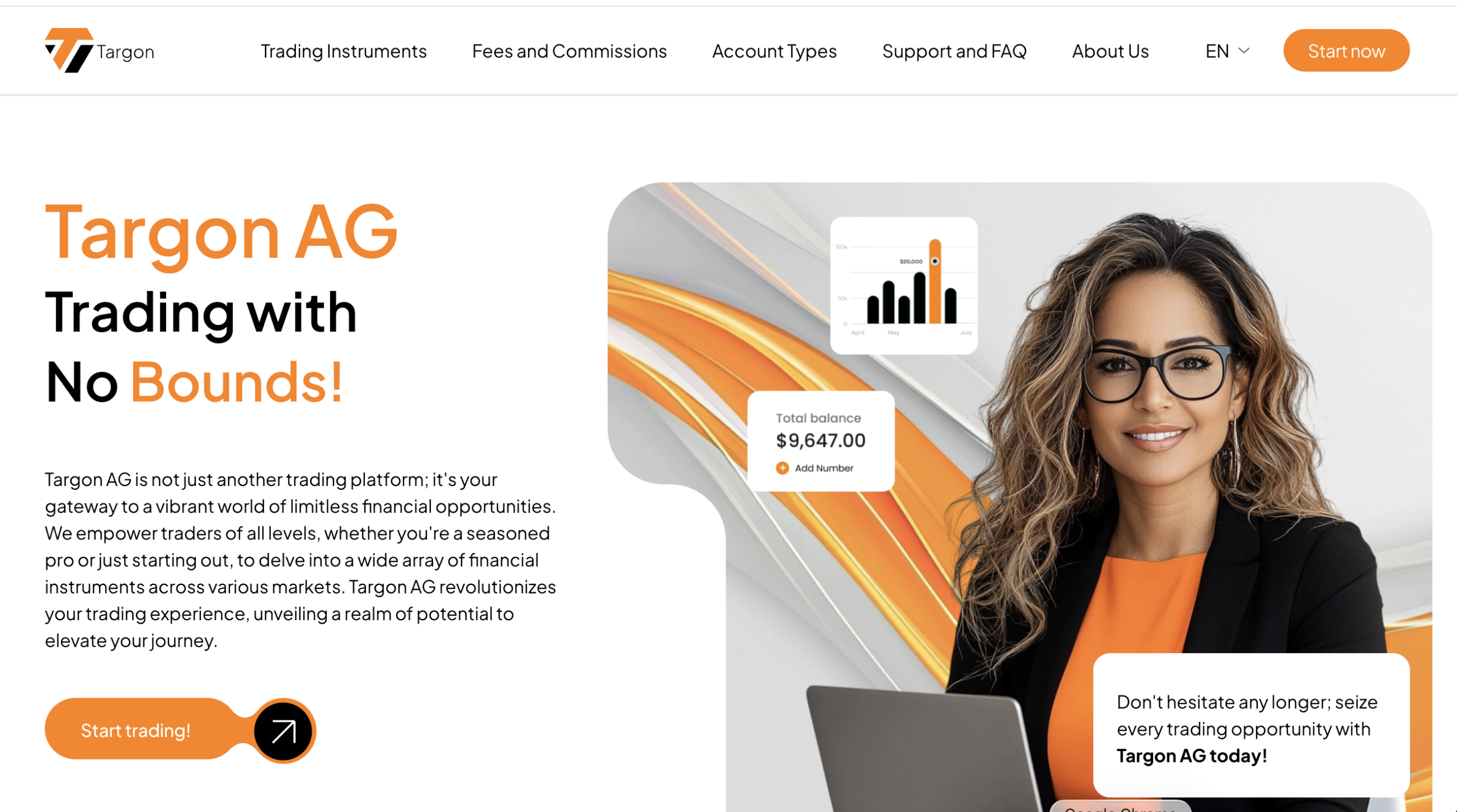 Warning sign for Targon Ltd trading platform.