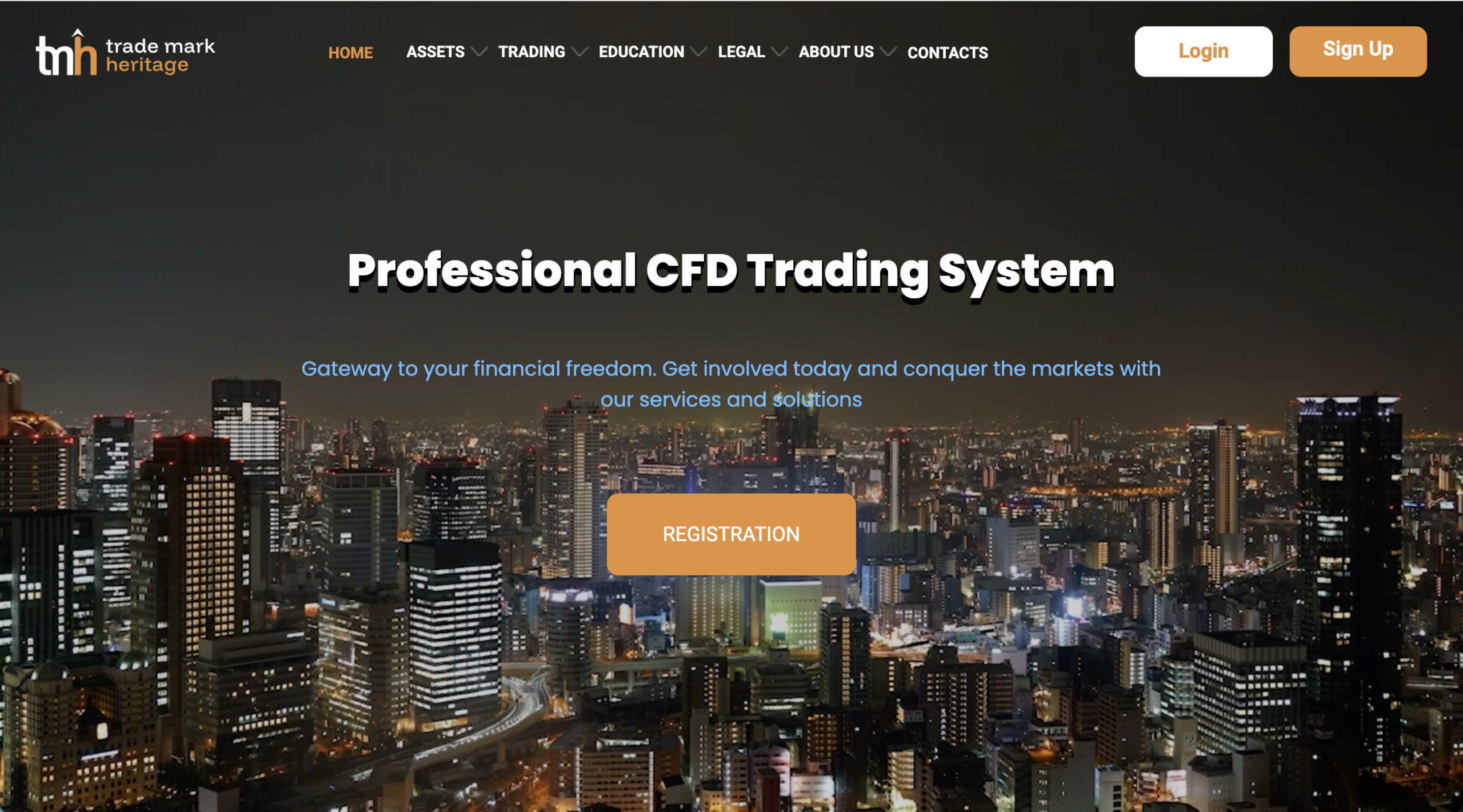 Trademark Heritage logo and trading platform interface overview.