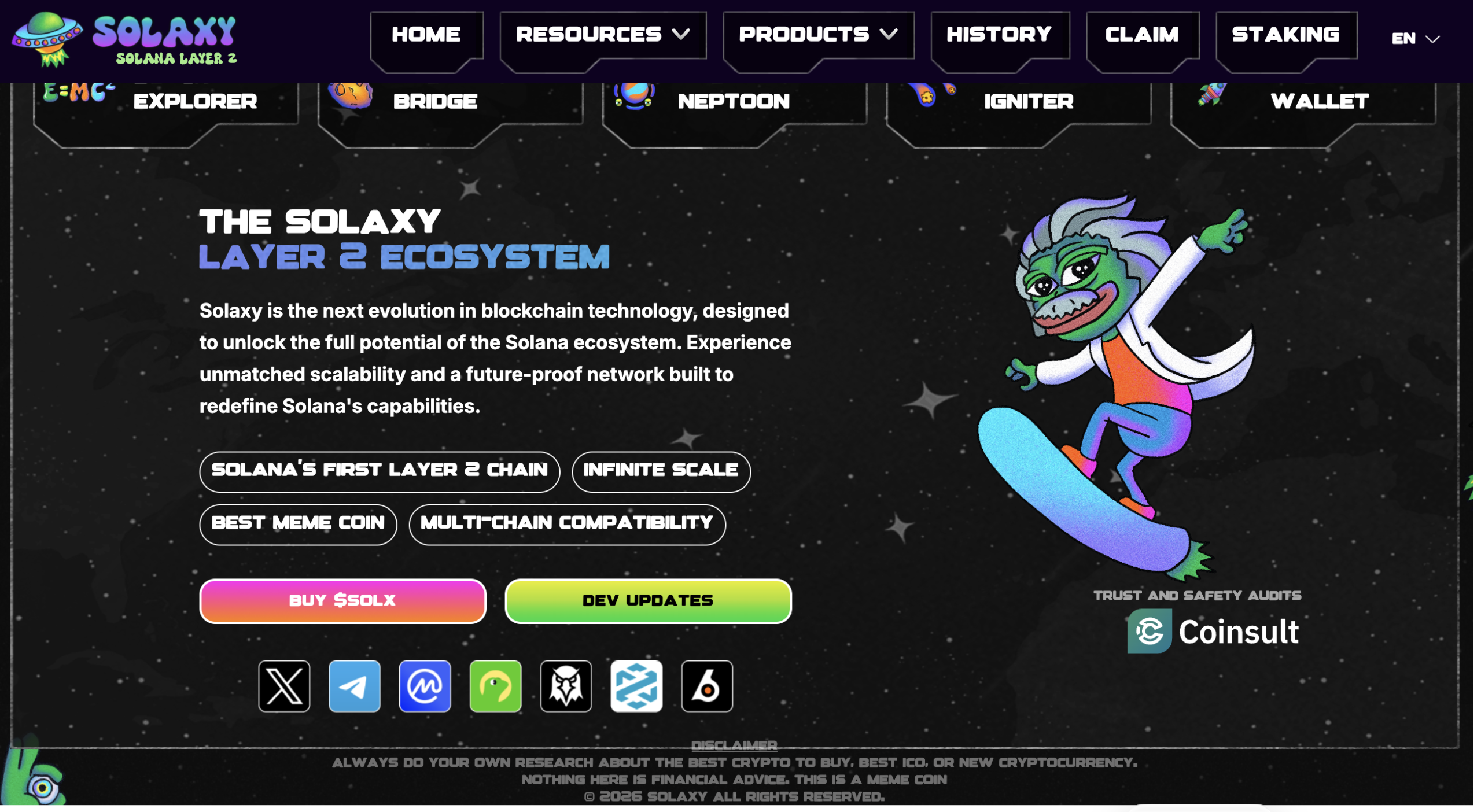 Solaxy.io scam alert graphic