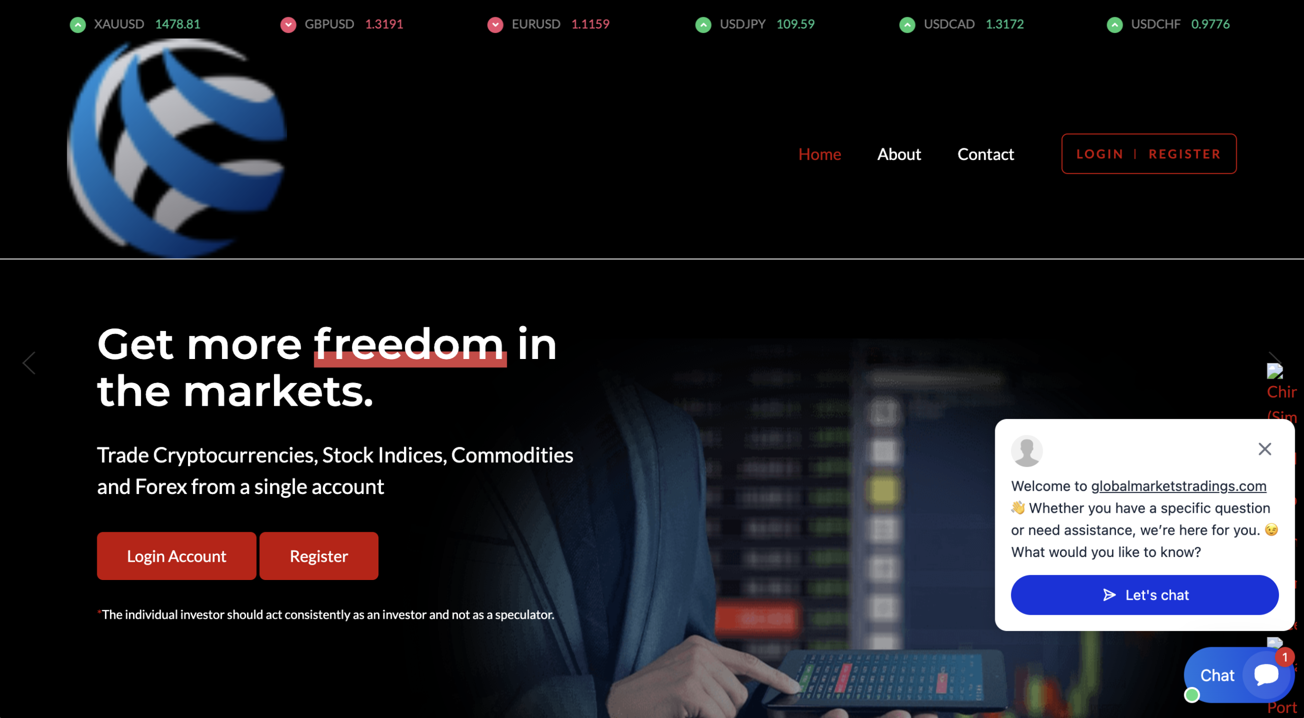 GlobalMarketsTrades.com platform warning