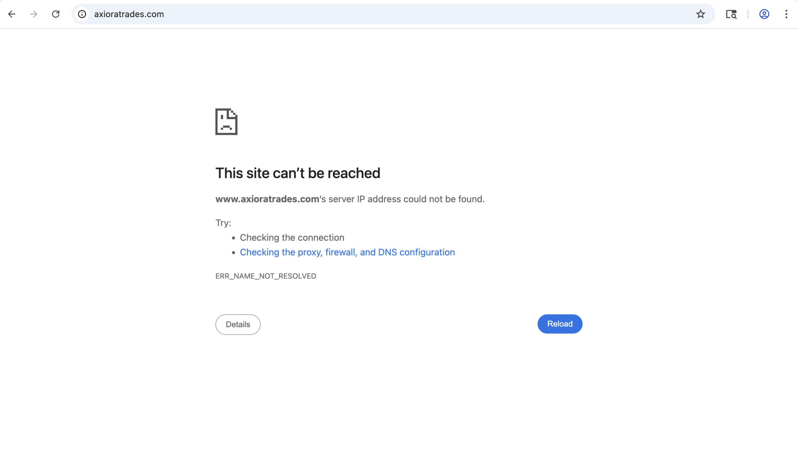 AxioraTrades.com warning graphic.