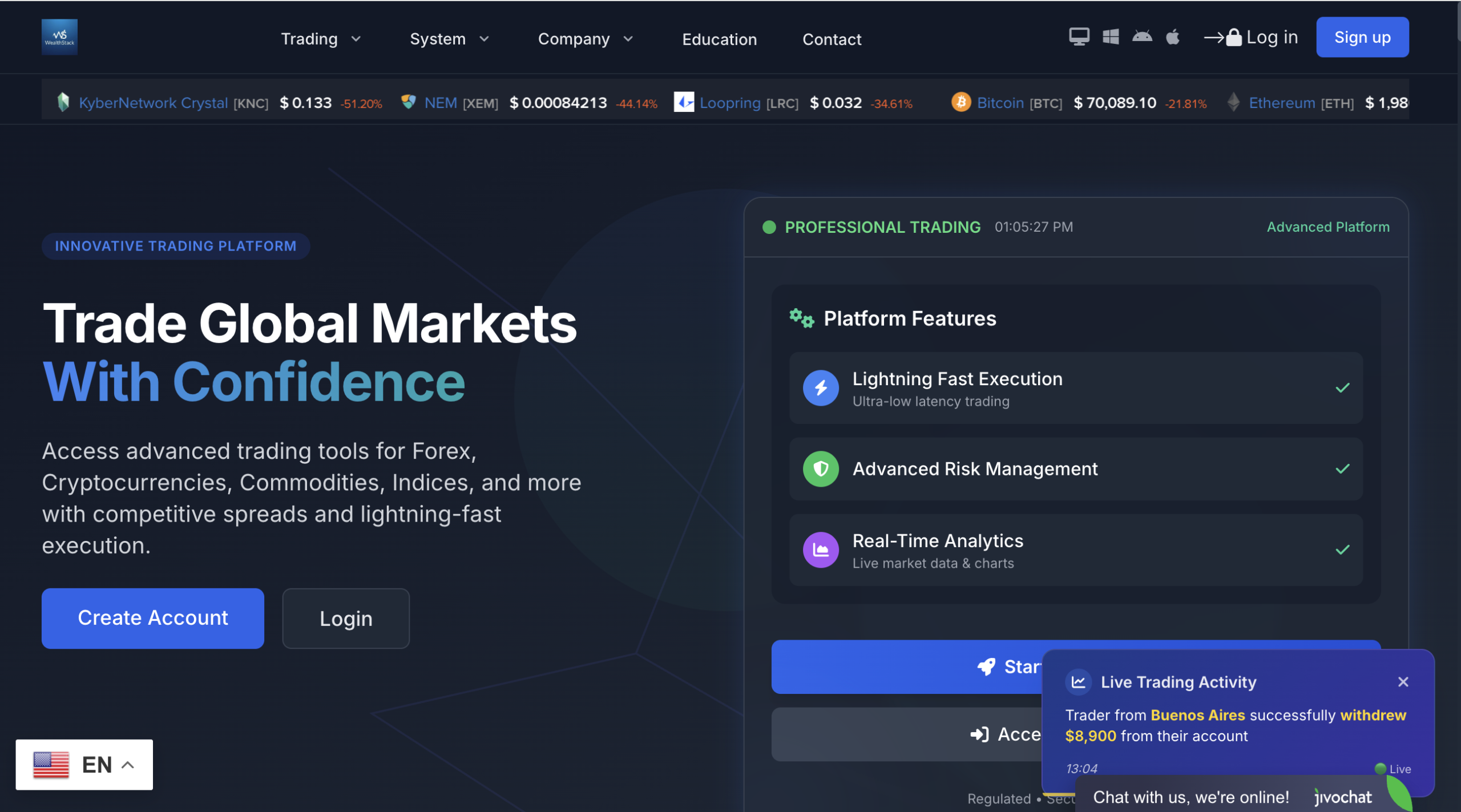 WealthStack.Africa website homepage view.