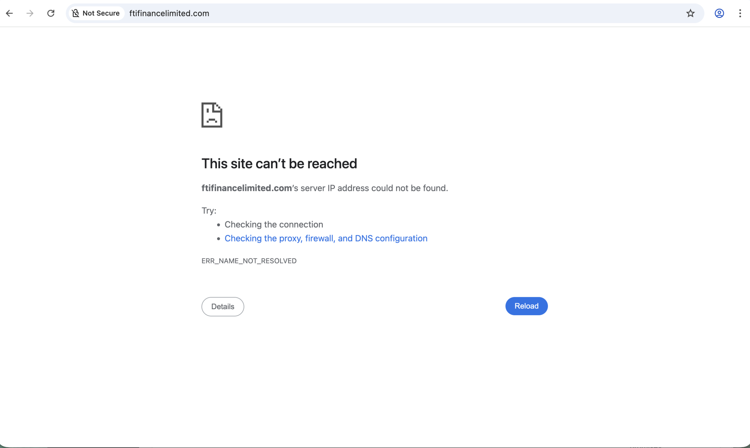 Screenshot of FTIFinanceLimited.com homepage showing investment platform features.