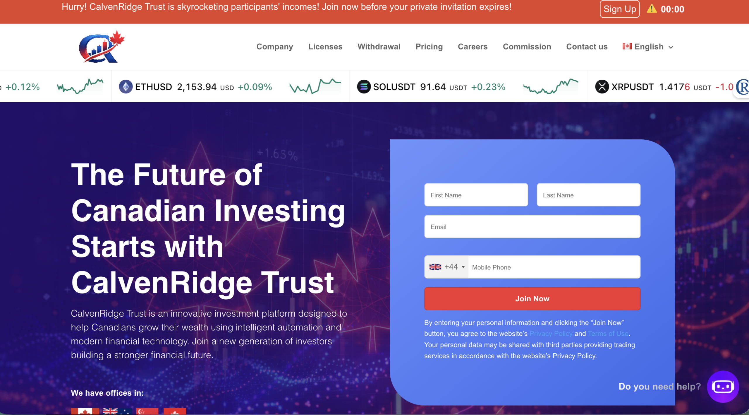 CalvenRidge-Trust.com warning notice