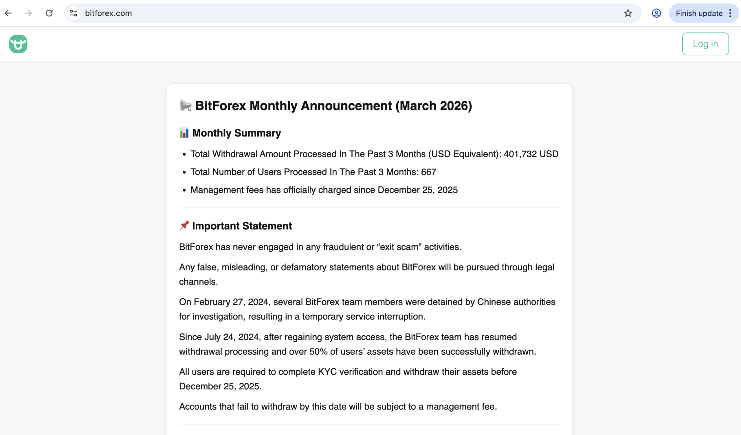 BitForex warning visuals
