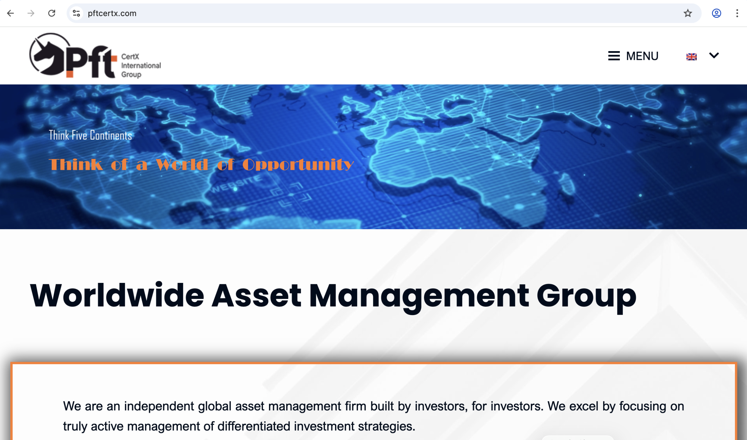 An image of pftcertx.com homepage showcasing certification offers, highlighting a warning about potential scams and misleading information.