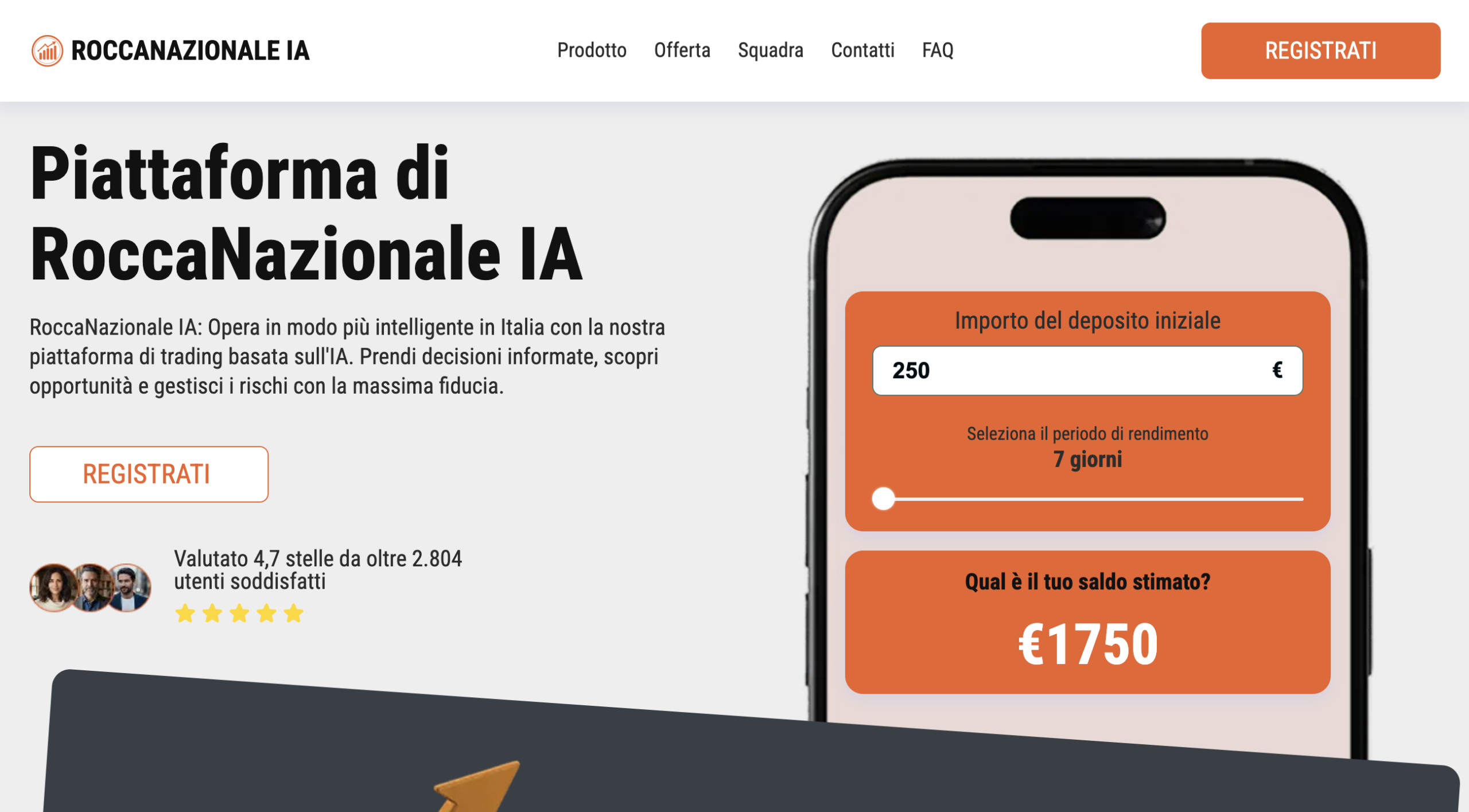 An image of the roccanazionale.com homepage displaying various products, accompanied by a warning about potential fraudulent practices and low-quality offerings.