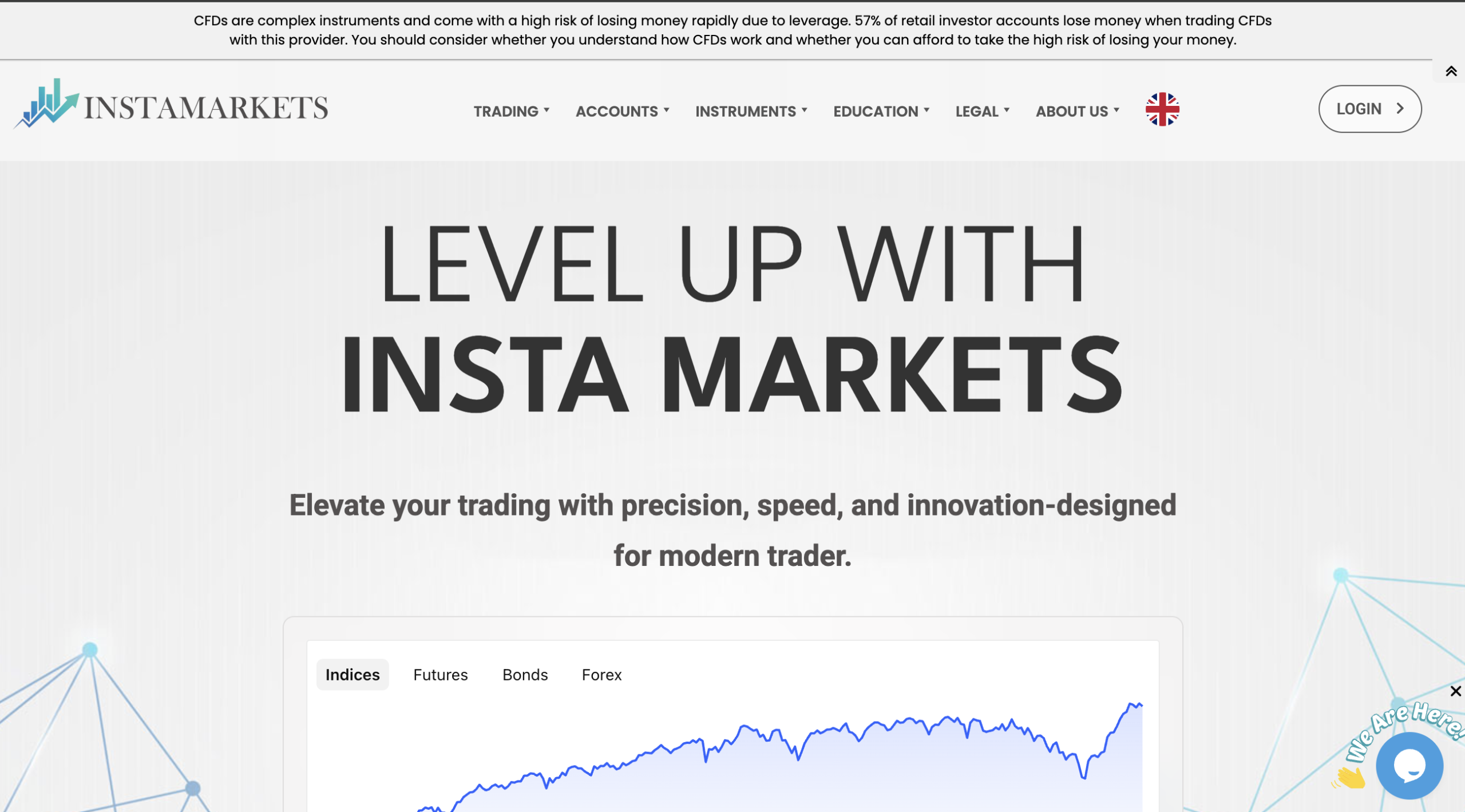 Screenshot of Instamarkets.io homepage featuring investment options and promotional claims, raising concerns about its legitimacy