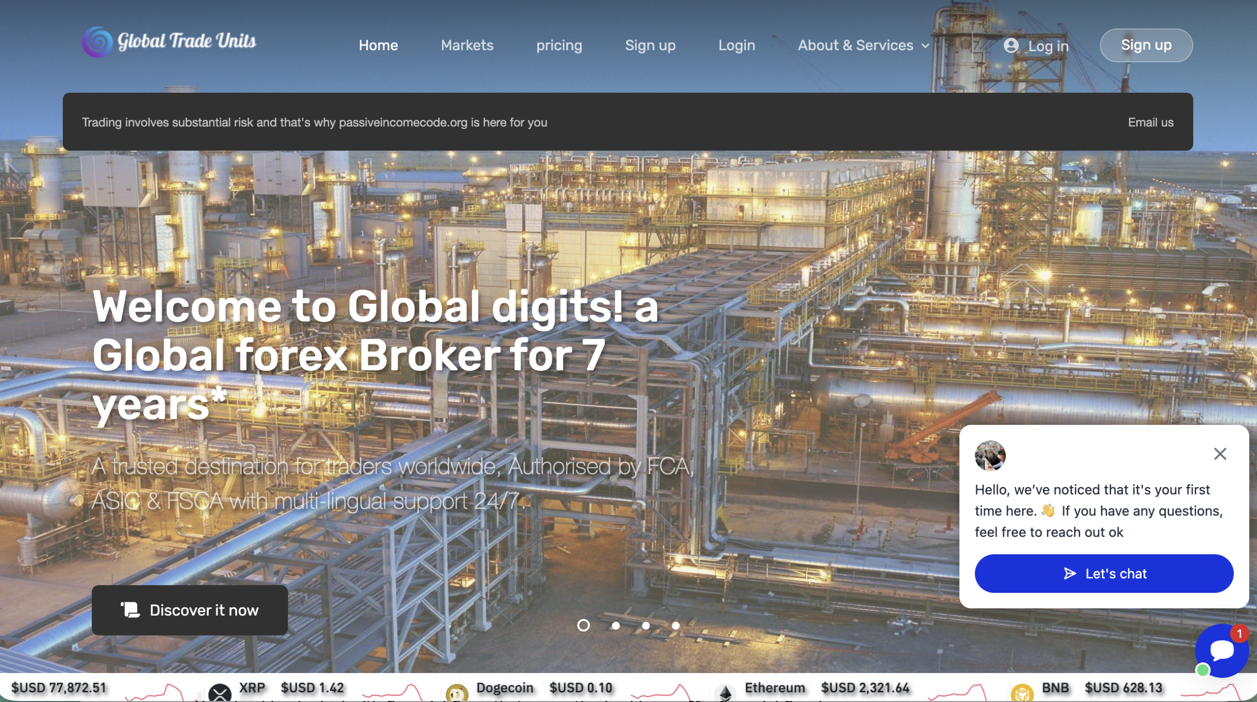 Screenshot of PassiveIncomeCode.org homepage highlighting exaggerated claims of easy income generation.
