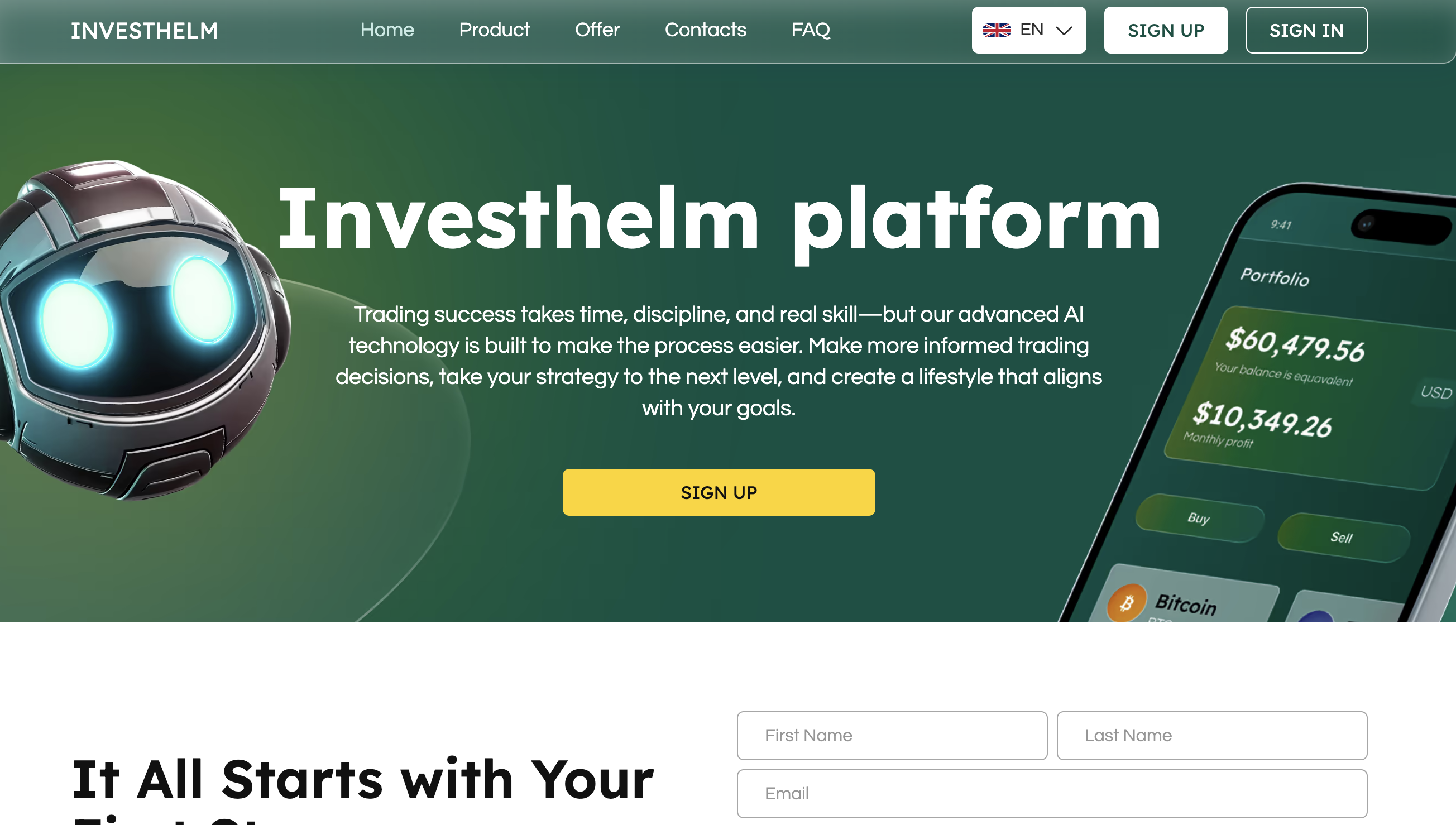 InvestHelm.com scam warning with red flags and fraud alerts